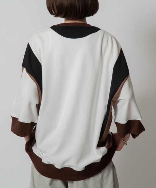 D.TT.K（ディティーティーケー）の「【ユニセックスアイテム】 RIB DETAIL GAME SHIRTS  オーバーサイズ アンフィニッシュド リブ ゲームシャツ（Tシャツ/カットソー・メンズ・ホワイト/ブラック・MEDIUM/LARGE）」の9枚目の写真