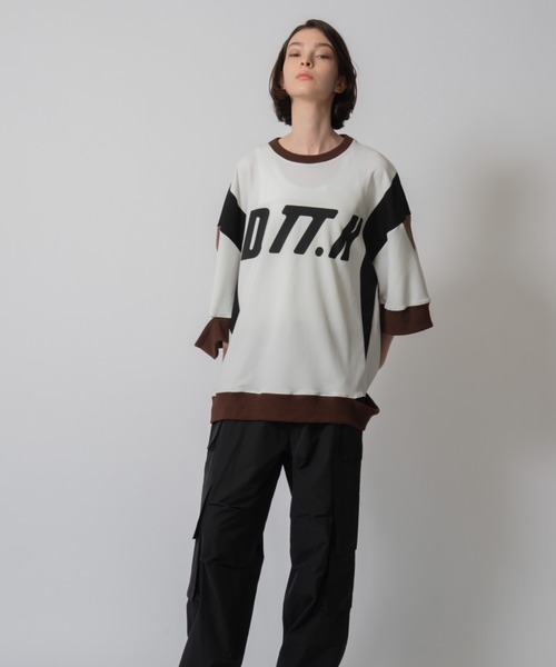 D.TT.K（ディティーティーケー）の「【ユニセックスアイテム】 RIB DETAIL GAME SHIRTS  オーバーサイズ アンフィニッシュド リブ ゲームシャツ（Tシャツ/カットソー・メンズ・ホワイト/ブラック・MEDIUM/LARGE）」の22枚目の写真