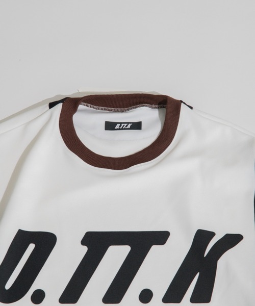 D.TT.K（ディティーティーケー）の「【ユニセックスアイテム】 RIB DETAIL GAME SHIRTS  オーバーサイズ アンフィニッシュド リブ ゲームシャツ（Tシャツ/カットソー・メンズ・ホワイト/ブラック・MEDIUM/LARGE）」の8枚目の写真