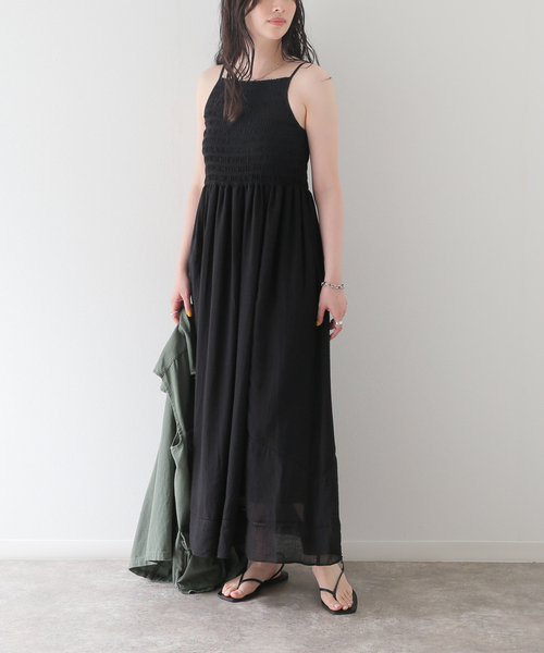 SLOBE citron.シャーリングキャミワンピース