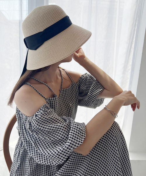 one after another NICE CLAUP（ワンアフターアナザーナイスクラップ）の「ネッククロス袖ボリュームワンピ（ワンピース・レディース・オフホワイト/ブラック/ブラック×ホワイト/イエロー・FREE）」の16枚目の写真