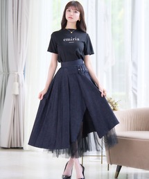 EMIRIAWIZ 黒と白のストライプ プリーツスカート 74960071b_b_21_215.jpg