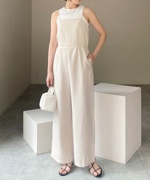 She's Closet（シーズクローゼット）の「バックシャーリングハイウエスト切り替えオールインワンワイドパンツキャミサロペット（サロペット/オーバーオール）」