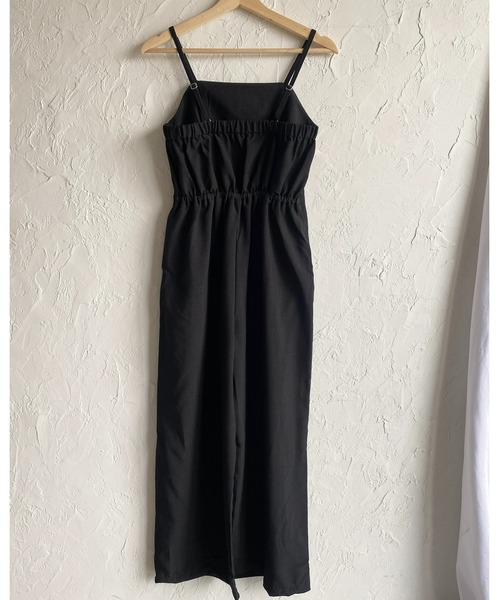 She's Closet(シーズクローゼット)の「バックシャーリングハイウエスト切り替えオールインワンワイドパンツキャミサロペット(サロペット/オーバーオール・レディース・アイボリー/カーキ/ブラック・FREE)」の4枚目の写真
