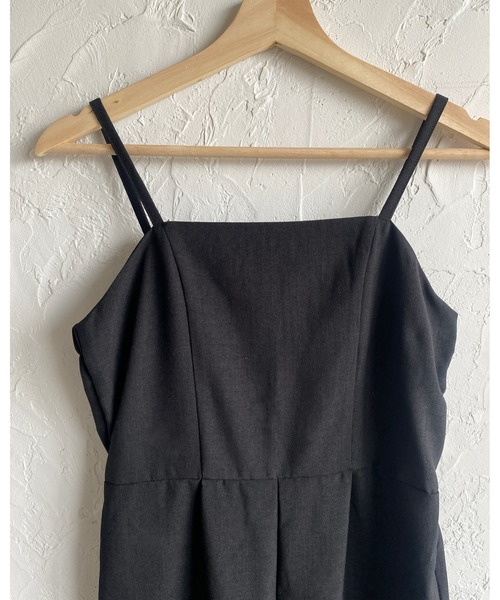 She's Closet(シーズクローゼット)の「バックシャーリングハイウエスト切り替えオールインワンワイドパンツキャミサロペット(サロペット/オーバーオール・レディース・アイボリー/カーキ/ブラック・FREE)」の10枚目の写真