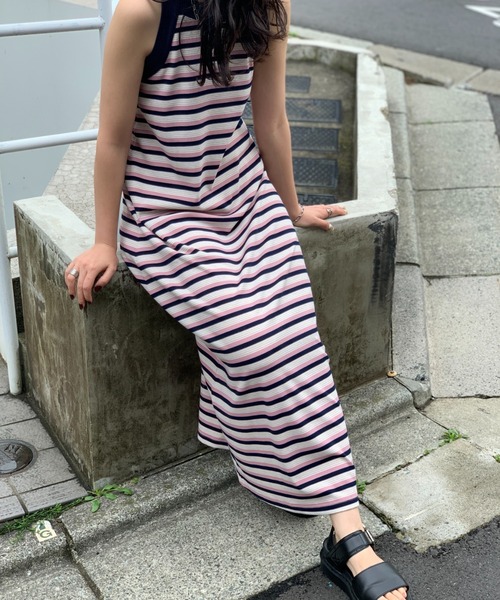 mi via loca（ミヴィアロカ）の「アメスリリブワンピース（ワンピース・レディース・カーキ/オレンジ/ブラック/ネイビー/トップグレー/ピンク・FREE）」の4枚目の写真