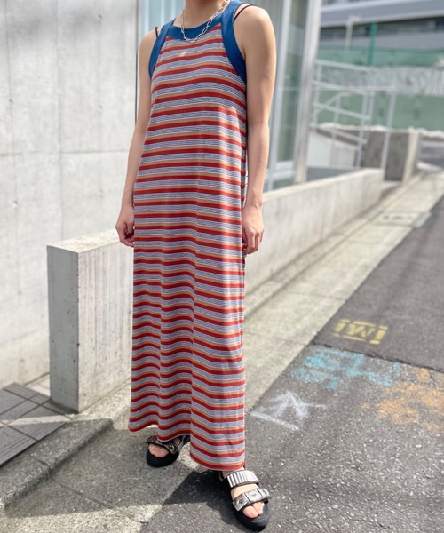 mi via loca（ミヴィアロカ）の「アメスリリブワンピース（ワンピース・レディース・カーキ/オレンジ/ブラック/ネイビー/トップグレー/ピンク・FREE）」の6枚目の写真