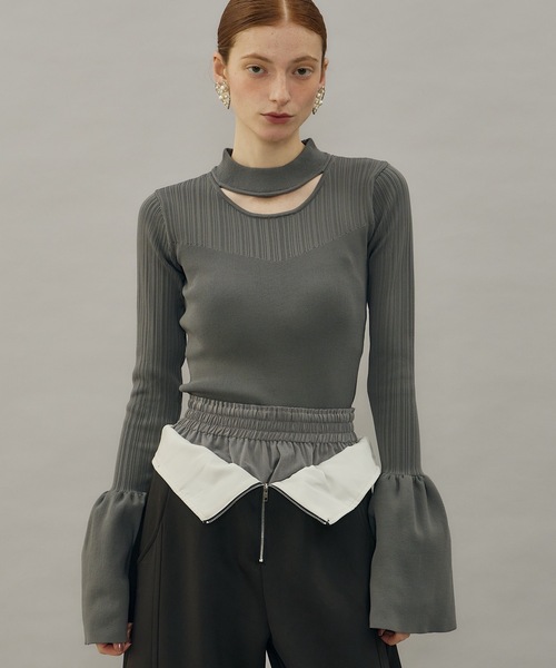 iore イオレ BELLE TOPS ベルトップス ベルスリーブチョーカーリブニットトップス（ニット/セーター