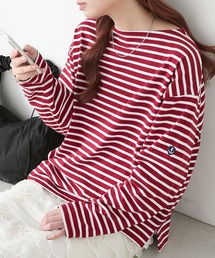 BONLECILL（ボンルシール）の「【選べるサイズ】無地/ボーダーアソート マリン刺繍ボートネックプルオーバーロンT（Tシャツ/カットソー）」