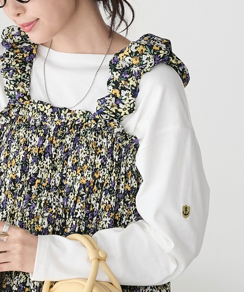 BONLECILL（ボンルシール）の「【選べるサイズ】無地/ボーダーアソート マリン刺繍ボートネックプルオーバーロンT（Tシャツ/カットソー・レディース・ブラック/オフホワイト/レッド系1/ネイビー系2/ネイビー系1・M/L/S）」の2枚目の写真