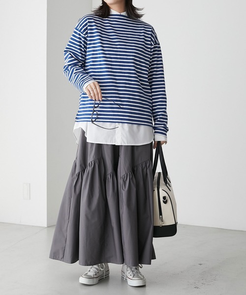 BONLECILL（ボンルシール）の「【選べるサイズ】無地/ボーダーアソート マリン刺繍ボートネックプルオーバーロンT（Tシャツ/カットソー・レディース・ブラック/オフホワイト/レッド系1/ネイビー系2/ネイビー系1・M/L/S）」の7枚目の写真