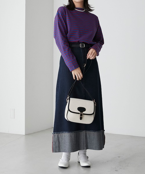 BONLECILL（ボンルシール）の「【選べるサイズ】無地/ボーダーアソート マリン刺繍ボートネックプルオーバーロンT（Tシャツ/カットソー・レディース・ブラック/オフホワイト/レッド系1/ネイビー系2/ネイビー系1・M/L/S）」の12枚目の写真