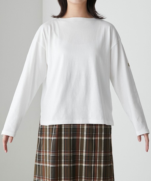BONLECILL（ボンルシール）の「【選べるサイズ】無地/ボーダーアソート マリン刺繍ボートネックプルオーバーロンT（Tシャツ/カットソー・レディース・ブラック/オフホワイト/レッド系1/ネイビー系2/ネイビー系1・M/L/S）」の16枚目の写真