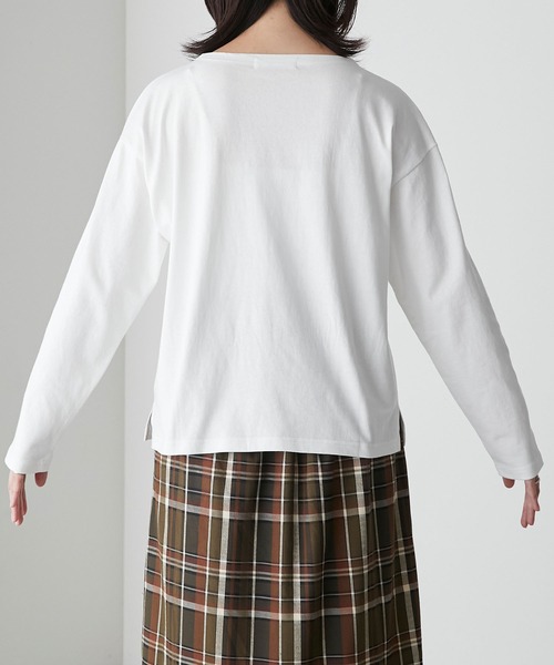 BONLECILL（ボンルシール）の「【選べるサイズ】無地/ボーダーアソート マリン刺繍ボートネックプルオーバーロンT（Tシャツ/カットソー・レディース・ブラック/オフホワイト/レッド系1/ネイビー系2/ネイビー系1・M/L/S）」の18枚目の写真