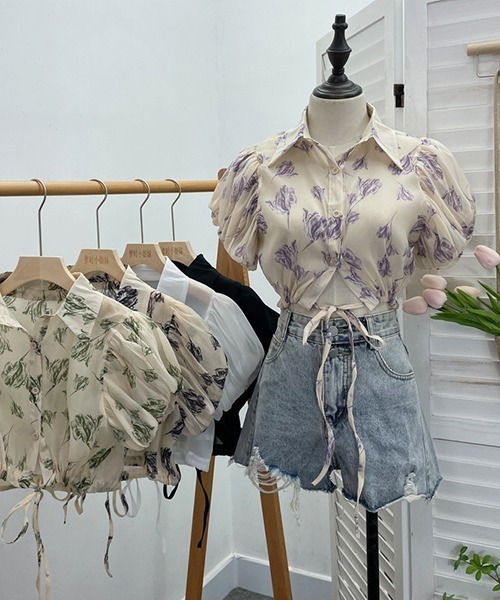 gossip！ロサンゼルス（ゴシップロサンゼルス）の「YUGA　パフスリーブ　ショートトップス（シャツ/ブラウス・レディース・ブラック/グリーン/ブラック系その他/パープル/ホワイト・FREE）」の19枚目の写真