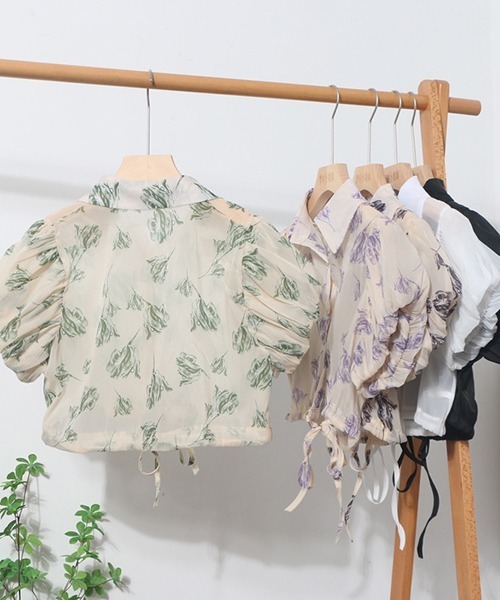 gossip！ロサンゼルス（ゴシップロサンゼルス）の「YUGA　パフスリーブ　ショートトップス（シャツ/ブラウス・レディース・ブラック/グリーン/ブラック系その他/パープル/ホワイト・FREE）」の6枚目の写真