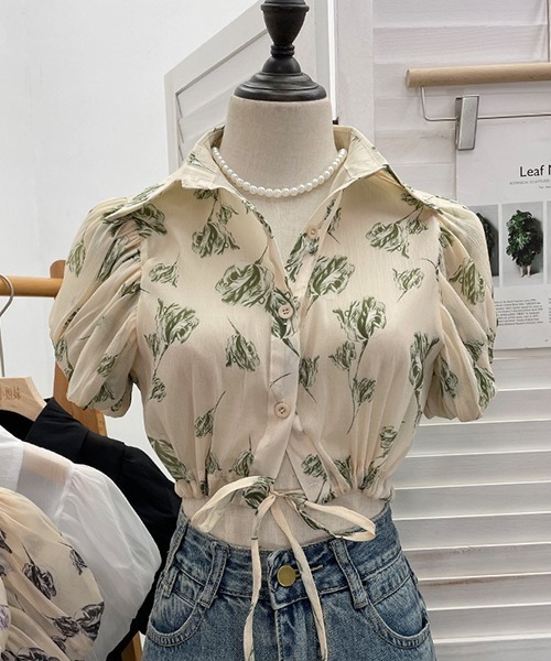 gossip！ロサンゼルス（ゴシップロサンゼルス）の「YUGA　パフスリーブ　ショートトップス（シャツ/ブラウス・レディース・ブラック/グリーン/ブラック系その他/パープル/ホワイト・FREE）」の7枚目の写真