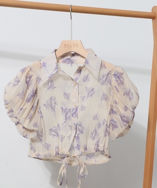 gossip！ロサンゼルス（ゴシップロサンゼルス）の「YUGA　パフスリーブ　ショートトップス（シャツ/ブラウス・レディース・ブラック/グリーン/ブラック系その他/パープル/ホワイト・FREE）」の9枚目の写真