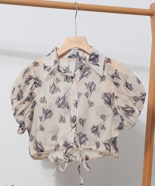 gossip！ロサンゼルス（ゴシップロサンゼルス）の「YUGA　パフスリーブ　ショートトップス（シャツ/ブラウス・レディース・ブラック/グリーン/ブラック系その他/パープル/ホワイト・FREE）」の11枚目の写真