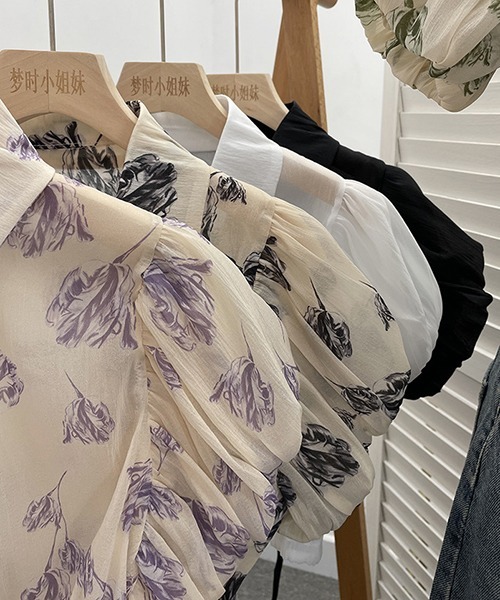 gossip！ロサンゼルス（ゴシップロサンゼルス）の「YUGA　パフスリーブ　ショートトップス（シャツ/ブラウス・レディース・ブラック/グリーン/ブラック系その他/パープル/ホワイト・FREE）」の17枚目の写真