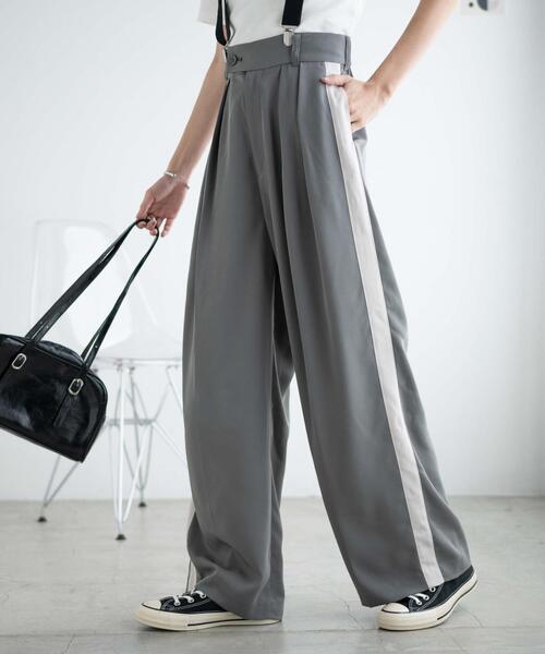 WEGO（ウィゴー）の「WEGO/サスペンダー付タックスラックス（スラックス・レディース・アイボリー/ライトグレー/ブラック・FREE）」の3枚目の写真