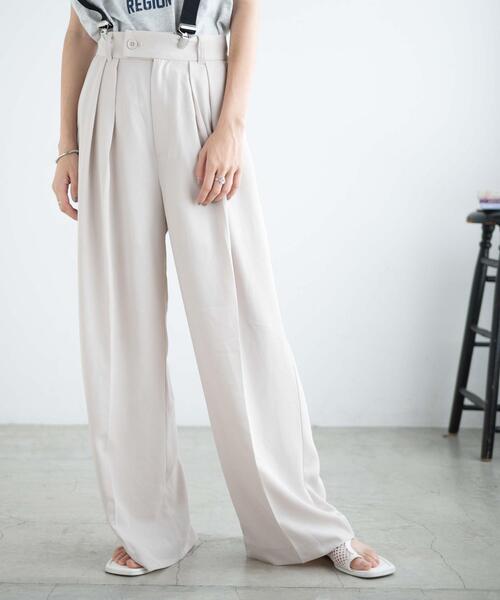 WEGO（ウィゴー）の「WEGO/サスペンダー付タックスラックス（スラックス・レディース・アイボリー/ライトグレー/ブラック・FREE）」の12枚目の写真