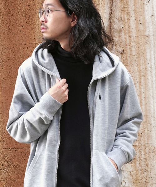 U.S. POLO ASSN.(ユーエスポロアッスン)の「U.S. POLO ASSN. / ユーエスポロアッスン 別注 コラボ 裏毛 ジップアップ パーカー(パーカー・メンズ・ブラック/ネイビー/ライトベージュ/ミックスグレー/グリーン・X-LARGE/LARGE/MEDIUM)」の2枚目の写真