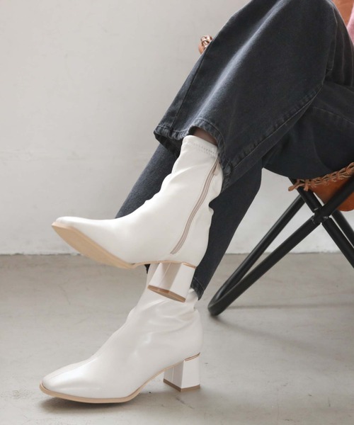 archives(アルシーヴ)の「ストレッチブーツ(ブーツ・レディース・アイボリー/ブラック・MEDIUM/LARGE)」の1枚目の写真
