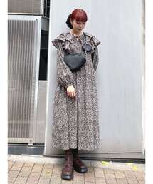 merry jenny | Wフリルカラーflowerワンピース(ワンピース)