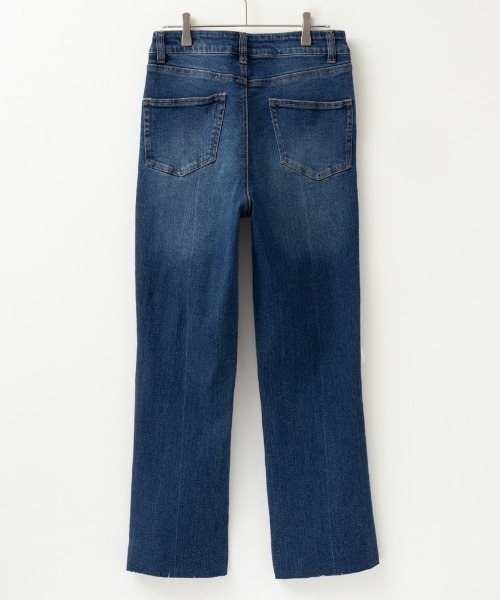 NAVY(ネイビー)の「GOOD STYLE JEANS 裾フリンジセミフレアパンツ(デニムパンツ・レディース・ブルー/ワンウォッシュ/ネイビー・S/M/L)」の12枚目の写真