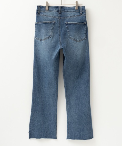 NAVY(ネイビー)の「GOOD STYLE JEANS 裾フリンジセミフレアパンツ(デニムパンツ・レディース・ブルー/ワンウォッシュ/ネイビー・S/M/L)」の18枚目の写真
