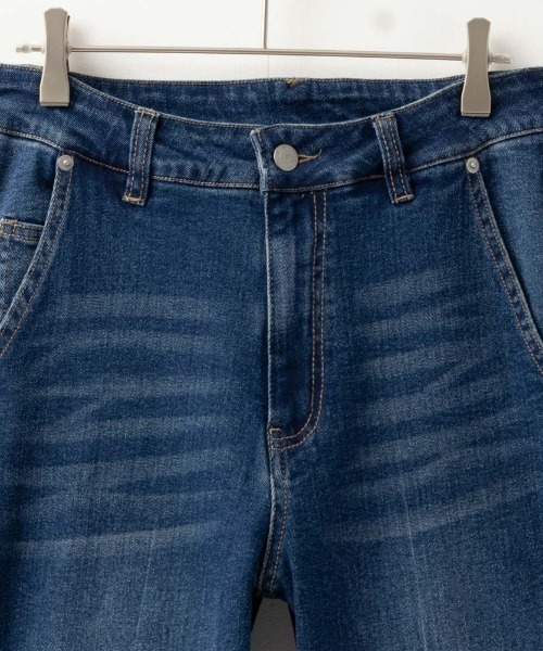 NAVY(ネイビー)の「GOOD STYLE JEANS 裾フリンジセミフレアパンツ(デニムパンツ・レディース・ブルー/ワンウォッシュ/ネイビー・S/M/L)」の13枚目の写真