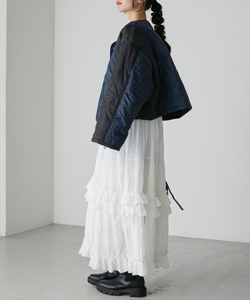 forksy.(フォルクシー)の「【forksy.】バイカラークロップドキルティングブルゾン(ブルゾン・レディース・ブラック/カーキ・FREE)」の15枚目の写真