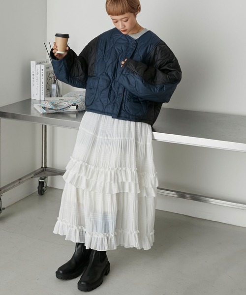 forksy.(フォルクシー)の「【forksy.】バイカラークロップドキルティングブルゾン(ブルゾン・レディース・ブラック/カーキ・FREE)」の19枚目の写真