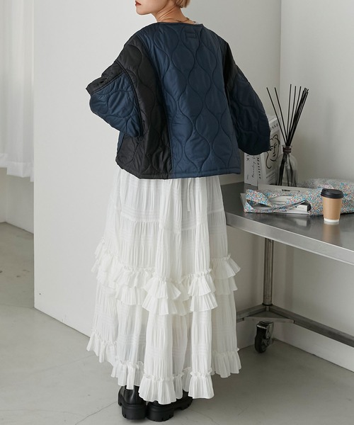 forksy.(フォルクシー)の「【forksy.】バイカラークロップドキルティングブルゾン(ブルゾン・レディース・ブラック/カーキ・FREE)」の20枚目の写真