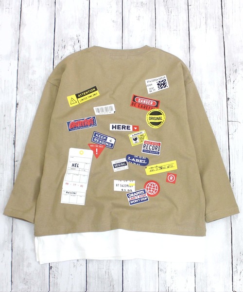 ZI-ON（ジーオン）の「USコットンフェイクレイヤードBIGロンT（Tシャツ/カットソー・キッズ・ダークグリーン/ベージュ/ホワイト系その他/オフホワイト/パープル/杢グレー/ブラック系その他/ブラック・130cm/140cm/150cm/160cm/120cm/110cm）」の7枚目の写真