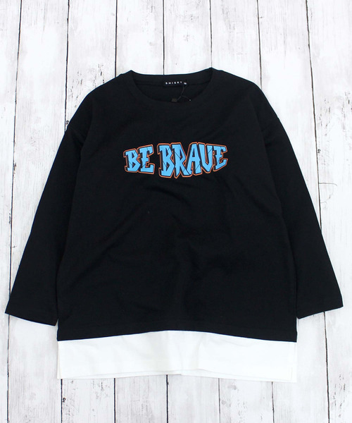 ZI-ON（ジーオン）の「USコットンフェイクレイヤードBIGロンT（Tシャツ/カットソー・キッズ・ダークグリーン/ベージュ/ホワイト系その他/オフホワイト/パープル/杢グレー/ブラック系その他/ブラック・130cm/140cm/150cm/160cm/120cm/110cm）」の9枚目の写真