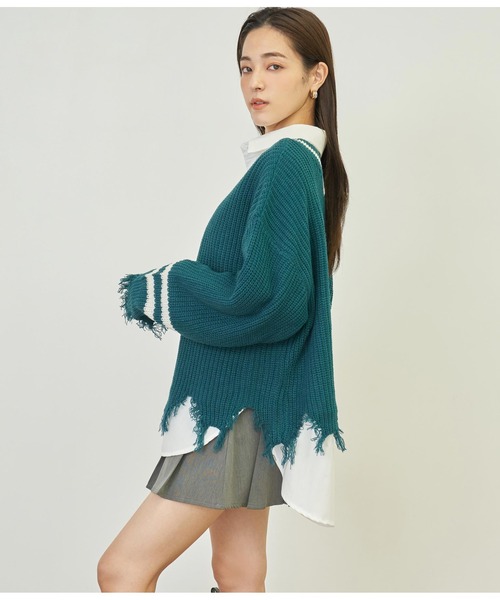ANAP(アナップ)の「ダメージラインニットトップス【親子お揃い】(ニット/セーター・レディース・グリーン/アイボリー/ブラック・FREE)」の20枚目の写真