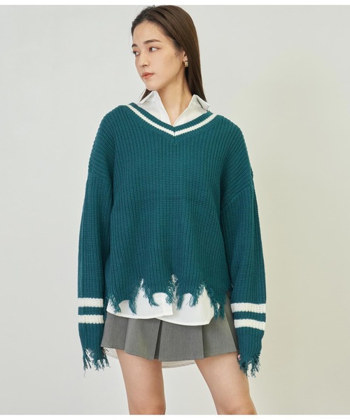 ANAP(アナップ)の「ダメージラインニットトップス【親子お揃い】(ニット/セーター・レディース・グリーン/アイボリー/ブラック・FREE)」の22枚目の写真
