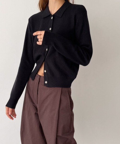 CANAL JEAN（キャナルジーン）の「El mar　ポロニットカーディガン（カーディガン/ボレロ・レディース・アイボリー/ブラック・ONE SIZE）」の6枚目の写真