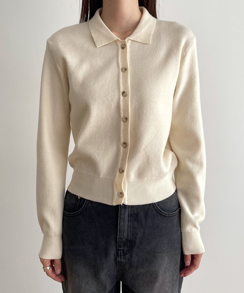 CANAL JEAN（キャナルジーン）の「El mar　ポロニットカーディガン（カーディガン/ボレロ・レディース・アイボリー/ブラック・ONE SIZE）」の9枚目の写真