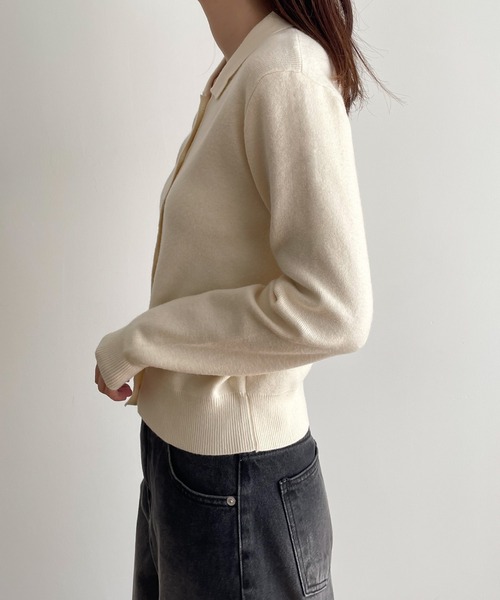 CANAL JEAN（キャナルジーン）の「El mar　ポロニットカーディガン（カーディガン/ボレロ・レディース・アイボリー/ブラック・ONE SIZE）」の10枚目の写真