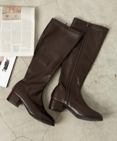 WEGO（ウィゴー）の「WEGO/ストレッチロングブーツ（ブーツ・レディース・ブラック/オフホワイト/ブラウン・LARGE/MEDIUM）」の10枚目の写真