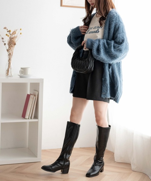 WEGO（ウィゴー）の「WEGO/ストレッチロングブーツ（ブーツ・レディース・ブラック/オフホワイト/ブラウン・LARGE/MEDIUM）」の6枚目の写真