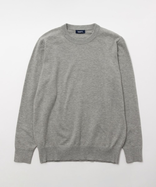 NAVY(ネイビー)の「NAVY ウール混 素肌ニット クルーネック(ニット/セーター・メンズ・グレー/ネイビー/ワイン/ブラウン系/ベージュ/ブラック・XL/L/M/S)」の3枚目の写真