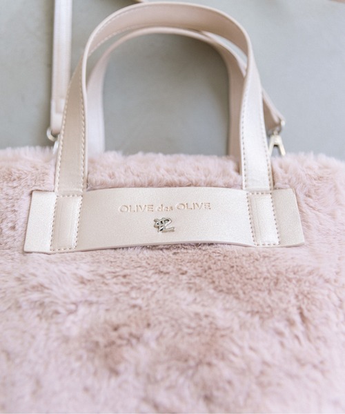 OLIVE des OLIVE(オリーブデオリーブ)の「エンブレム付きファーミニトートバッグ 1032120130(ショルダーバッグ・レディース・ピンク/アイボリー・FREE)」の10枚目の写真