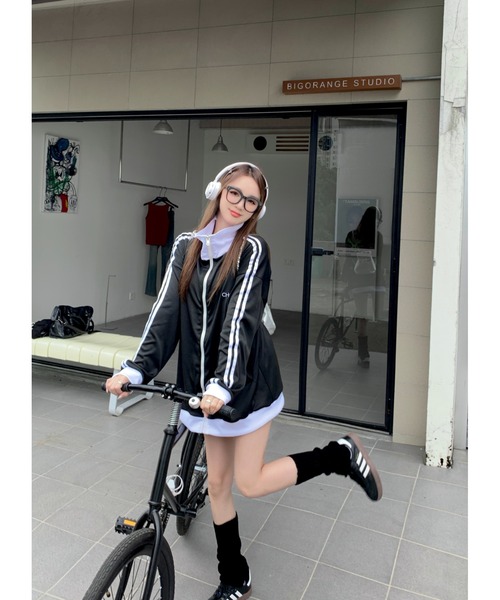 DEVICE（デバイス）の「ダブルライン バイカラーリブ トラックジャケット ジャージ（ジャージ・レディース・ブラック×ホワイト/ホワイト系その他・FREE）」の21枚目の写真