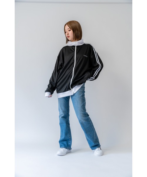 DEVICE（デバイス）の「ダブルライン バイカラーリブ トラックジャケット ジャージ（ジャージ・レディース・ブラック×ホワイト/ホワイト系その他・FREE）」の5枚目の写真