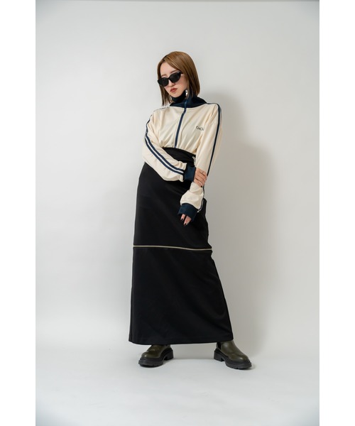 DEVICE（デバイス）の「ダブルライン バイカラーリブ トラックジャケット ジャージ（ジャージ・レディース・ブラック×ホワイト/ホワイト系その他・FREE）」の6枚目の写真