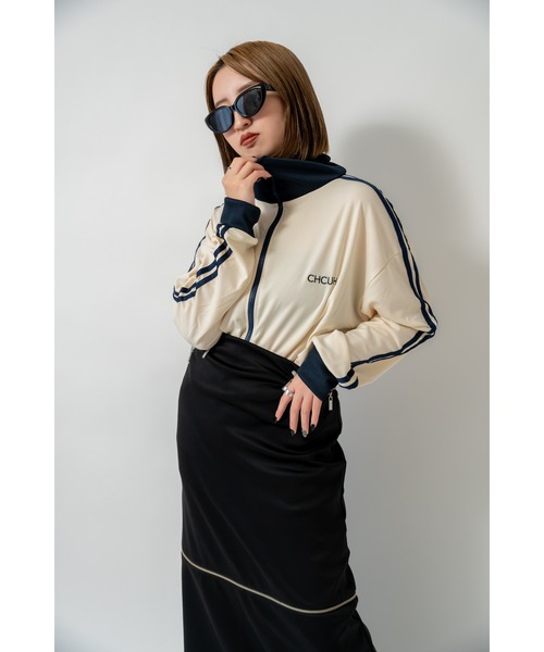 DEVICE（デバイス）の「ダブルライン バイカラーリブ トラックジャケット ジャージ（ジャージ・レディース・ブラック×ホワイト/ホワイト系その他・FREE）」の7枚目の写真